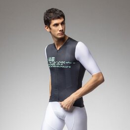 ALÉ Rövid ujjú kerékpáros mez - PR-E MEGABYTE 2.0 - fekete/fehér