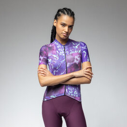 ALÉ Rövid ujjú kerékpáros mez - PRAGMA LINFA - lila/kék