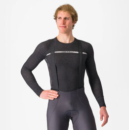 CASTELLI Hosszú ujjú kerékpáros póló - MERINO - szürke