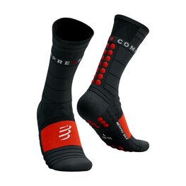 COMPRESSPORT Klasszikus kerékpáros zokni - PRO RACING WINTER RUN - fekete/piros