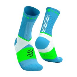 COMPRESSPORT Klasszikus kerékpáros zokni - ULTRA TRAIL SOCKS V2.0 - kék/zöld