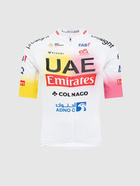 PISSEI Rövid ujjú kerékpáros mez - UAE TEAM EMIRATES REPLICA - GIRO + TOUR 24 - fehér/rózsaszín/sárga