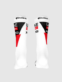 PISSEI Klasszikus kerékpáros zokni - UAE TEAM EMIRATES - XRG 2026  - fehér/fekete/piros