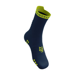 COMPRESSPORT Klasszikus kerékpáros zokni - PRO RACING V4.0 RUN HIGH - kék/sárga