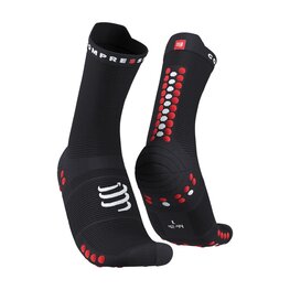COMPRESSPORT Klasszikus kerékpáros zokni - PRO RACING  V4.0 RUN HIGH - fekete/piros