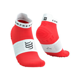 COMPRESSPORT Klasszikus kerékpáros zokni - PRO RACING V4.0 RUN LOW - piros/fehér