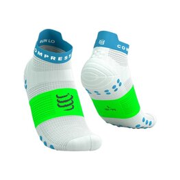 COMPRESSPORT Kerékpáros bokazokni - PRO RACING SOCKS V4.0 RUN - fehér/zöld