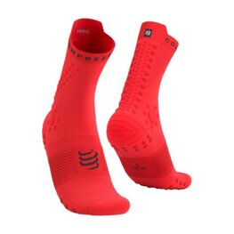 COMPRESSPORT Klasszikus kerékpáros zokni - PRO RACING SOCKS V4.0 TRAIL - piros/fekete