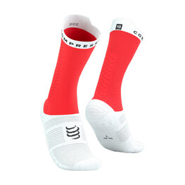 COMPRESSPORT Klasszikus kerékpáros zokni - PRO RACING SOCKS V4.0 BIKE - piros/fehér