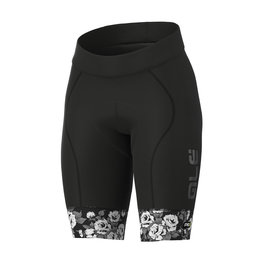 ALÉ Rövid kerékpáros nadrág kantár nélkül - ROSES LADY - fekete/szürke