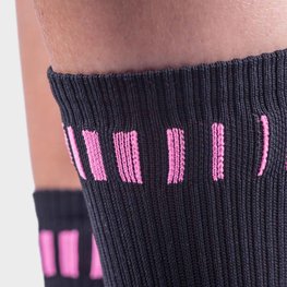 ALÉ Klasszikus kerékpáros zokni - LOGO Q-SKIN  - fekete/rózsaszín