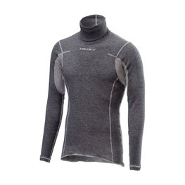 CASTELLI Hosszú ujjú kerékpáros póló - FLANDERS WARM NECK - szürke