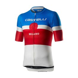CASTELLI Rövid ujjú kerékpáros mez - MILANO - fehér/kék/piros
