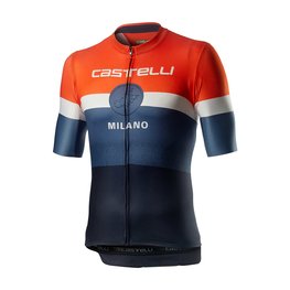 CASTELLI Rövid ujjú kerékpáros mez - MILANO - narancssárga/kék/fekete