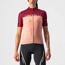 CASTELLI Rövid ujjú kerékpáros mez - VELOCISSIMA LADY - bordó/rózsaszín