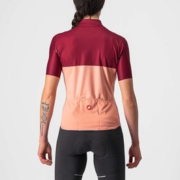 CASTELLI Rövid ujjú kerékpáros mez - VELOCISSIMA LADY - bordó/rózsaszín