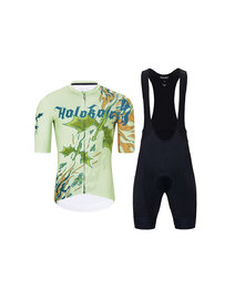 HOLOKOLO Rövid kerékpáros mez rövidnadrággal - DRAGON - narancssárga/zöld