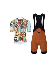 HOLOKOLO Rövid kerékpáros mez rövidnadrággal - WILDLY II - világoskék/színes/barna