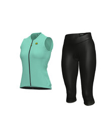 ALÉ Rövid kerékpáros mez rövidnadrággal - COLOR BLOCK LADY - fekete/kék