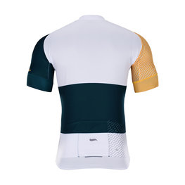 HOLOKOLO Rövid ujjú kerékpáros mez - ENGRAVE - fehér/sárga/kék