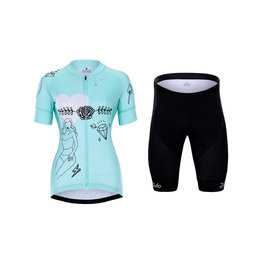 HOLOKOLO Rövid kerékpáros mez rövidnadrággal - RAZZLE DAZZLE LADY - színes/világoskék