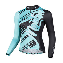 MONTON Hosszú ujjú kerékpáros mez nyári - FERNYARN LADY SUMMER - zöld/fekete