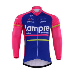 Hosszú ujjú kerékpáros mez - LAMPRE 2017 WINTER - kék/rózsaszín