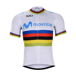 BONAVELO Rövid ujjú kerékpáros mez - MOVISTAR UCI 2019 - fehér
