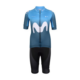 BONAVELO Rövid kerékpáros mez rövidnadrággal - MOVISTAR 2020 KIDS - fehér/kék/fekete