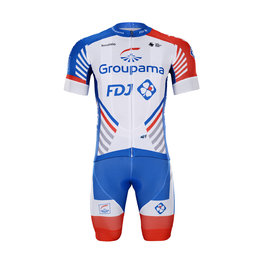 BONAVELO Rövid kerékpáros mez rövidnadrággal - GROUPAMA FDJ 2020 - fehér/piros/kék