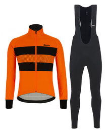 SANTINI Kerékpáros téli kabát és nadrág - COLORE BENGAL WINTER - fekete/narancssárga