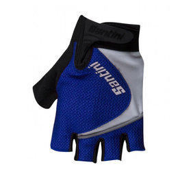 SANTINI Kerékpáros kesztyű rövid ujjal - STUDIO - fekete/türkiz