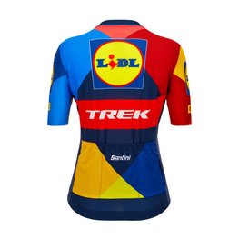 SANTINI Rövid ujjú kerékpáros mez - LIDL TREK 2024 LADY - sárga/piros/kék