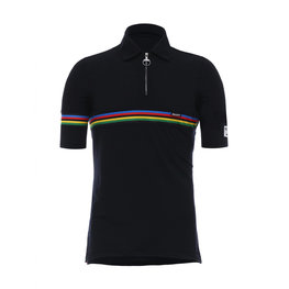 SANTINI Rövid ujjú kerékpáros póló - UCI RAINBOW WOOL - szivárványos/fekete