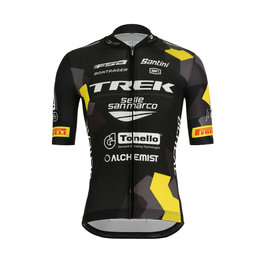 SANTINI Rövid ujjú kerékpáros mez - TREK MTB 2019 - fehér/sárga/fekete