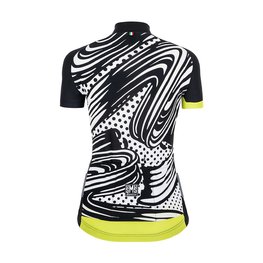 SANTINI Rövid ujjú kerékpáros mez - GIADA POP LADY - fehér/sárga/fekete