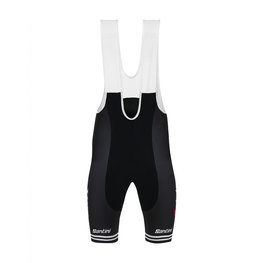 SANTINI Rövid kerékpáros nadrág kantárral - TREK 2019 PRIME - fehér/fekete