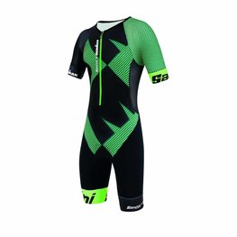 SANTINI Kerékpáros overál - X IRONMAN CUPIO - fekete/zöld