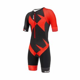 SANTINI Kerékpáros overál - X IRONMAN CUPIO - fekete/piros