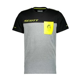 SCOTT Rövid ujjú kerékpáros póló - FACTORY TEAM - sárga/szürke/fekete