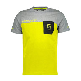 SCOTT Rövid ujjú kerékpáros póló - FACTORY TEAM - sárga/szürke/fekete