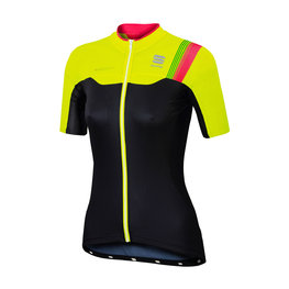 SPORTFUL Rövid ujjú kerékpáros mez - BODYFIT PRO LADY - fekete/sárga