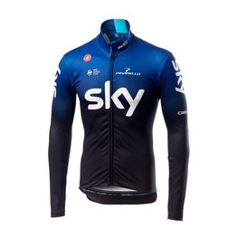 CASTELLI Hosszú ujjú kerékpáros mez - TEAM SKY 2019 WINTER - kék/fekete/fehér