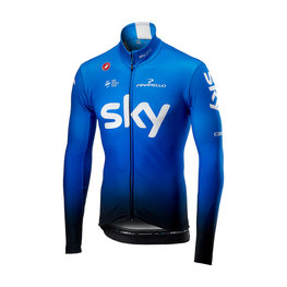 CASTELLI Hosszú ujjú kerékpáros mez - TEAM SKY 2019 WINTER - fehér/világoskék/fekete