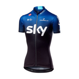 CASTELLI Rövid ujjú kerékpáros mez - TEAM SKY FAN 2019 - fehér/fekete/kék