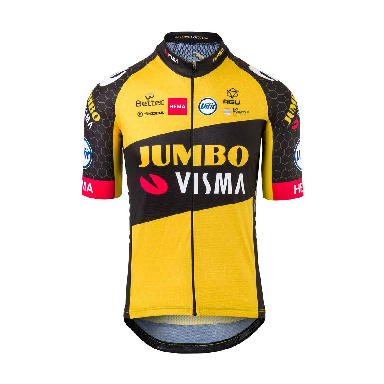 AGU Rövid Ujjú Kerékpáros Mez - JUMBO-VISMA 2021 - Sárga/fekete