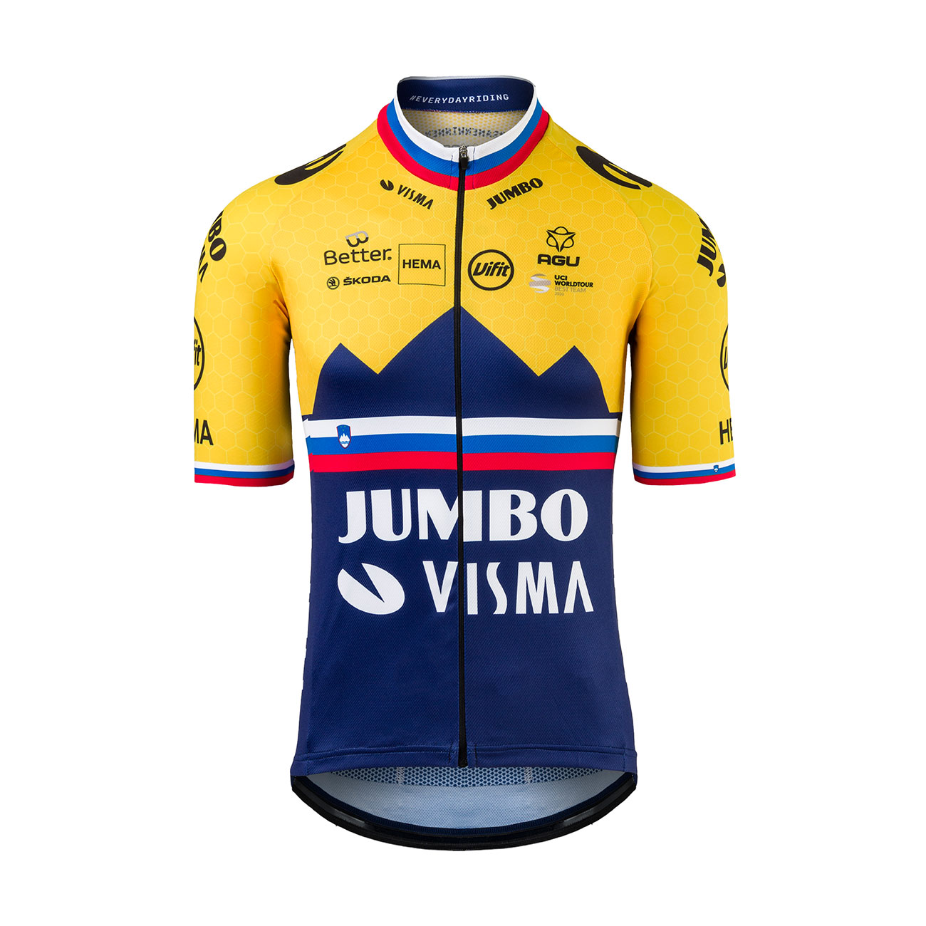 AGU Rövid Ujjú Kerékpáros Mez - JUMBO-VISMA 2021 - Kék/sárga