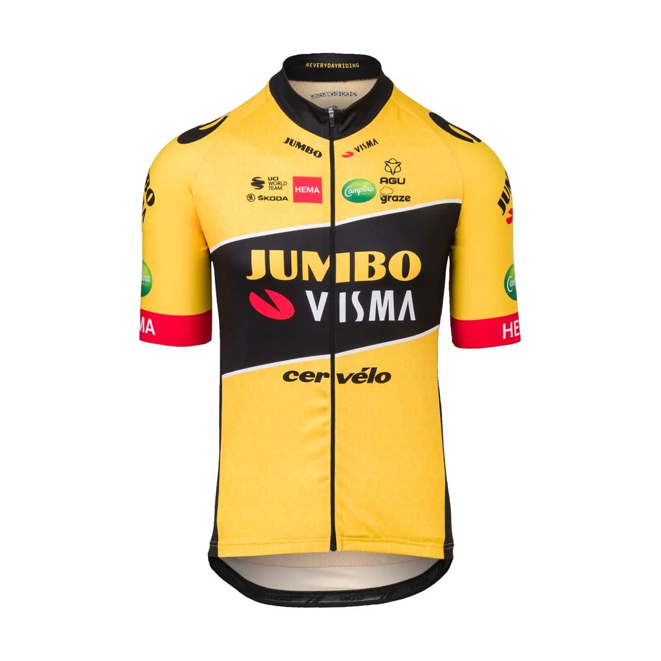 AGU Rövid Ujjú Kerékpáros Mez - JUMBO-VISMA 2022 - Fekete/sárga