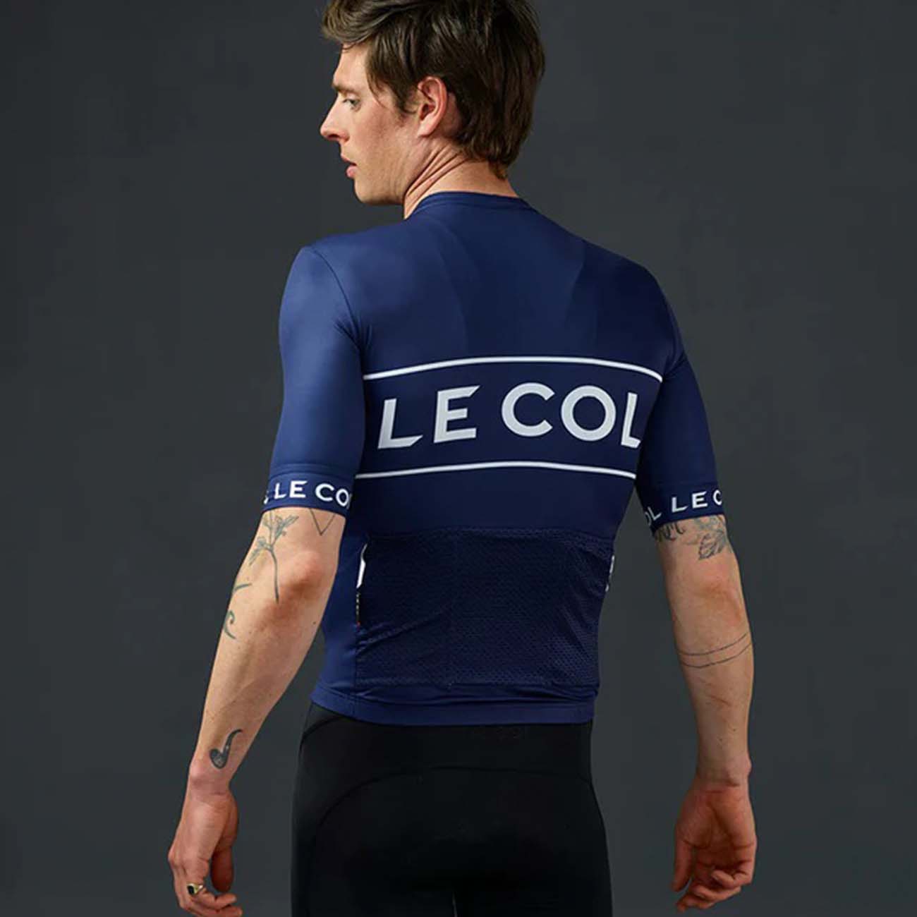 LE COL Rövid Ujjú Kerékpáros Mez - SPORT LOGO - Fehér/kék