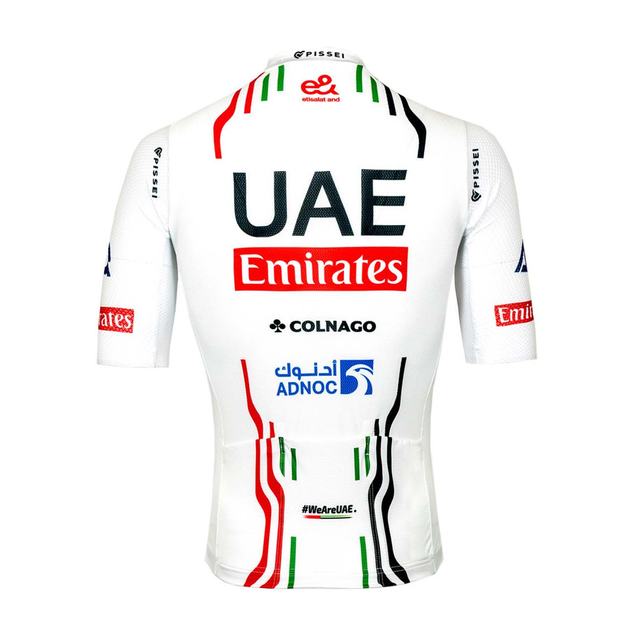 PISSEI Rövid Ujjú Kerékpáros Mez - UAE TEAM EMIRATES OFFICIAL 2024 - Piros/fehér/fekete